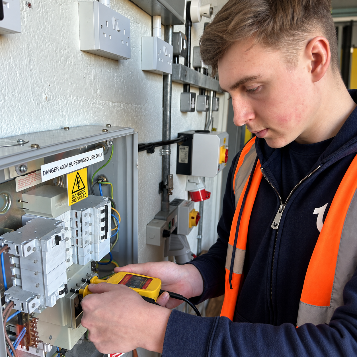 Harvey working as an electrician before founding Guardian Growth